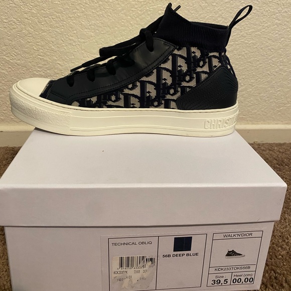 L@@K! Logo Navy Oblique Sneaker SZ 39.5 - Picture 6 of 11